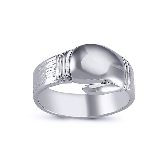 Mens Rhodium Plated Silver  Boxing Glove Charm Ring 12mm - ARN094