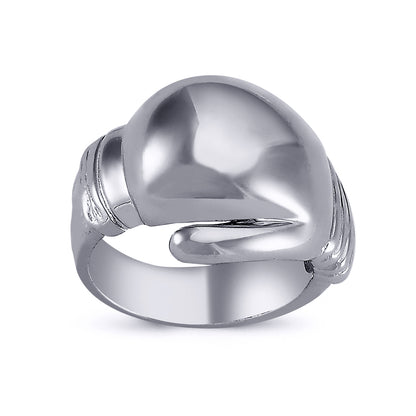 Mens Rhodium Plated Silver  Boxing Glove Charm Ring 19mm - ARN099