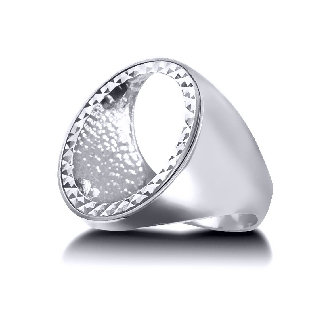 Silver  Domed Polished Full Sovereign Mount Ring - ARN112-F