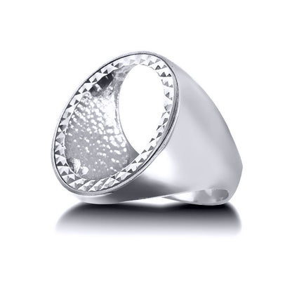 Silver  Domed Polished Full Sovereign Mount Ring - ARN112-F