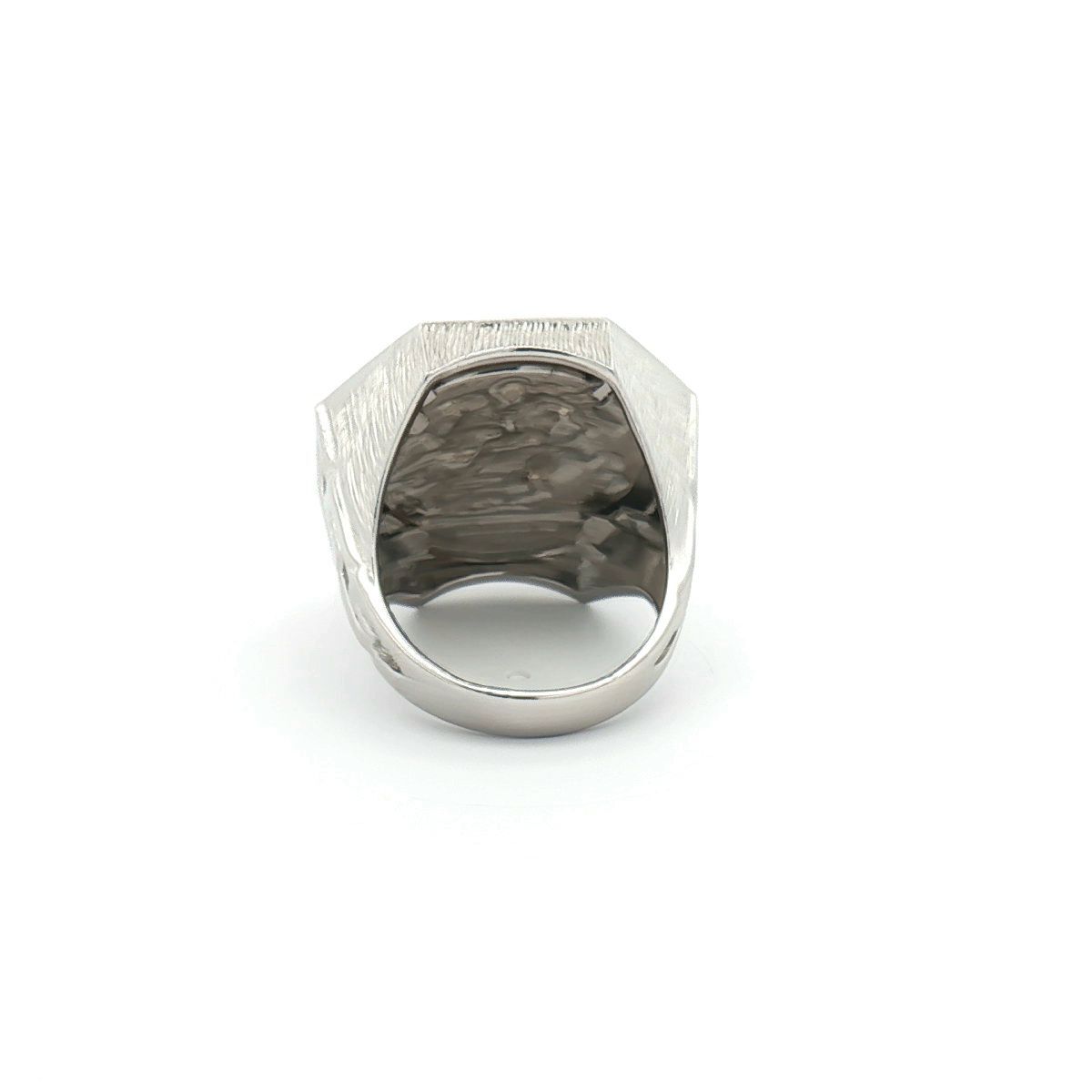 Silver  Curb Octagon St George Dragon Ring (Full Sovereign Size) - ARN113-F