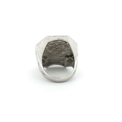 Silver  Curb Octagon St George Dragon Ring (Full Sovereign Size) - ARN113-F