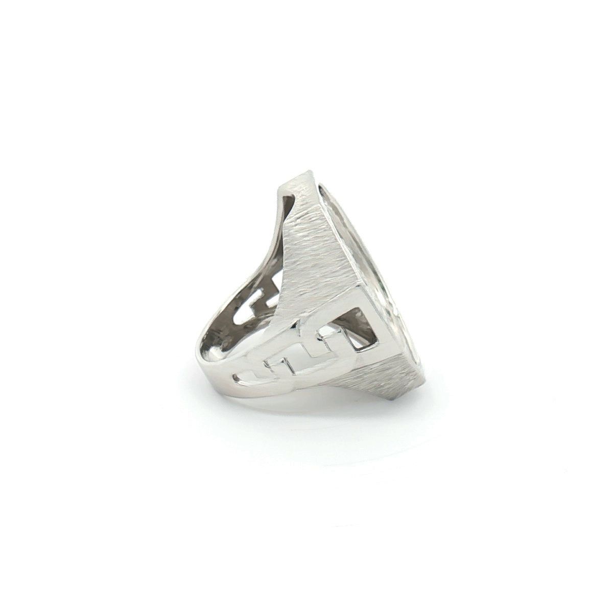 Silver  Curb Octagon St George Dragon Ring (Full Sovereign Size) - ARN113-F