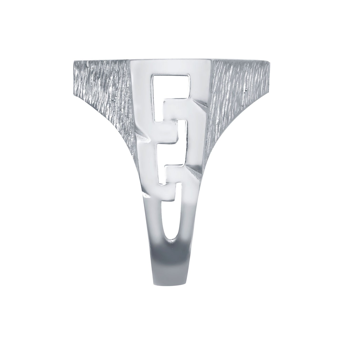 Silver  Curb Links Octagon Full Sovereign Mount Ring - ARN113-F