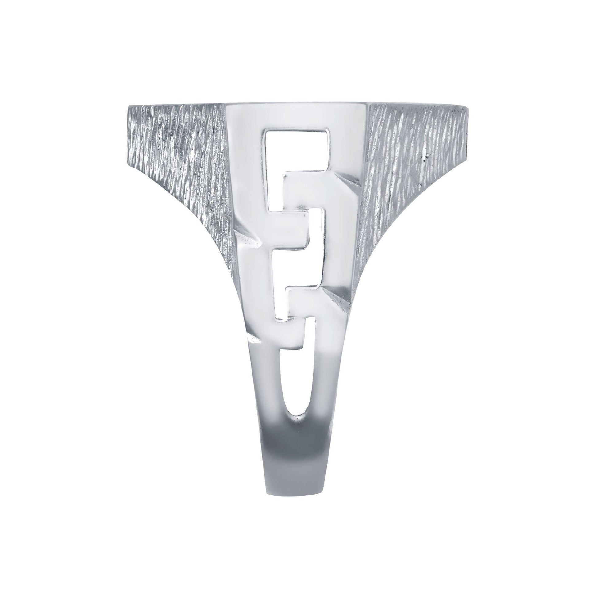 Silver  Curb Links Octagon Full Sovereign Mount Ring - ARN113-F