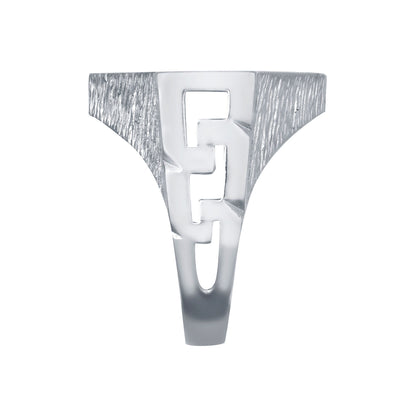 Silver  Curb Links Octagon Full Sovereign Mount Ring - ARN113-F