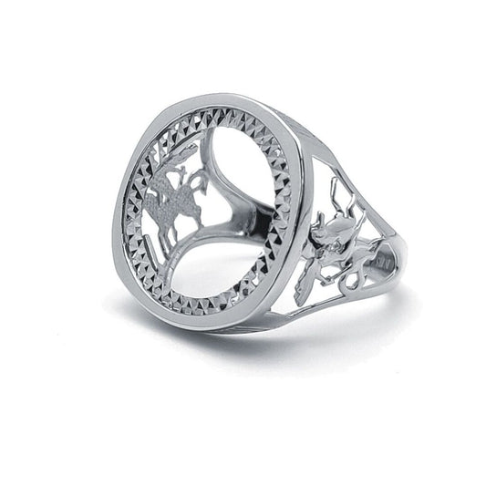 Silver St George Dragon Slayer Half Sovereign Mount Ring - ARN114-H