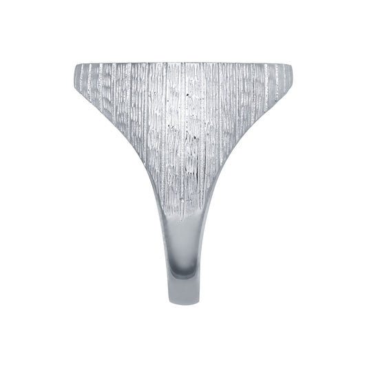 Silver  Ribbed Barked St George Dragon Ring (Half Sovereign Size) - ARN115-H