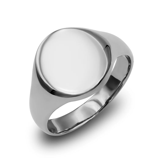 Sterling Silver  Polished Round Oval Signet Ring - ARN117