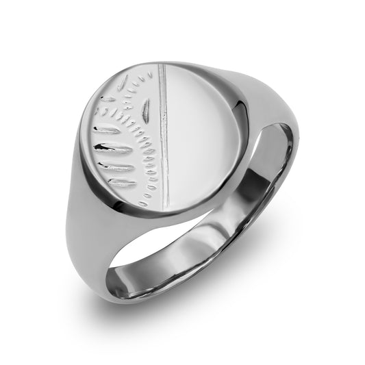 Sterling Silver  Engraved Round Oval Signet Ring - ARN118