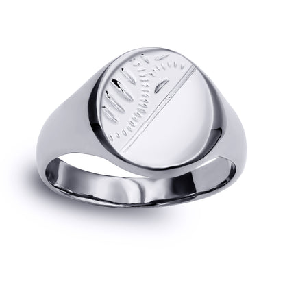 Sterling Silver  Engraved Round Oval Signet Ring - ARN118