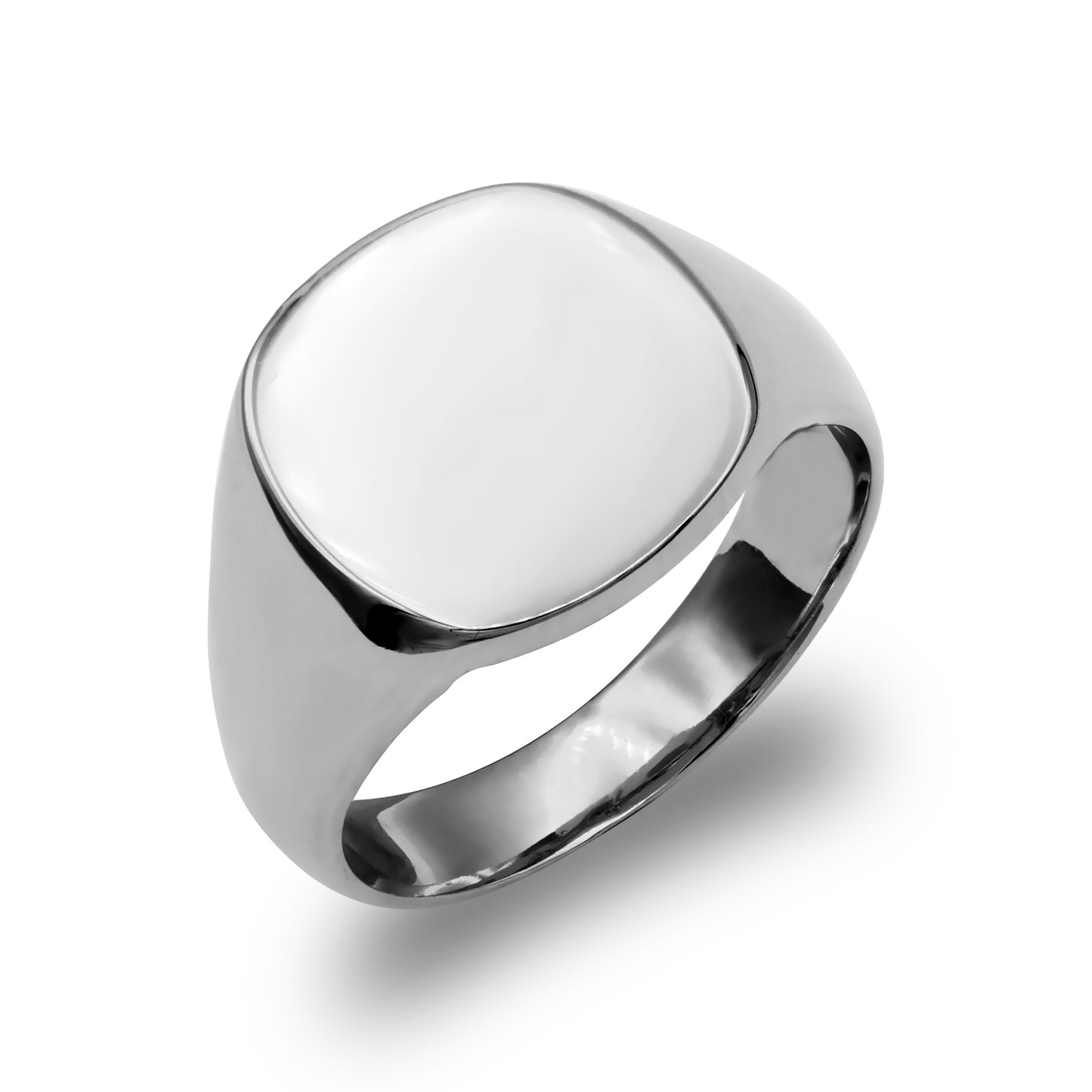 Sterling Silver  Polished Square Cushion Signet Ring - ARN119