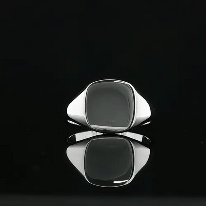 Sterling Silver  Polished Square Cushion Signet Ring - ARN119