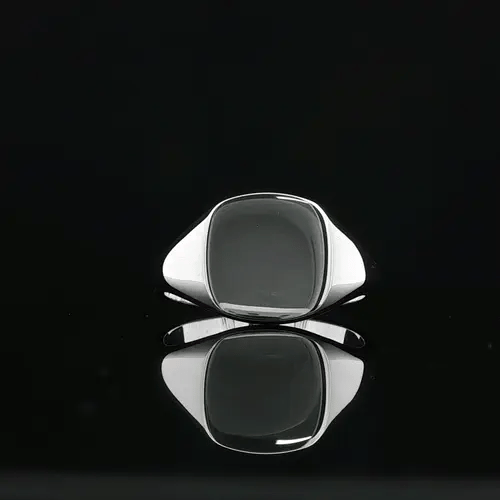 Sterling Silver  Polished Square Cushion Signet Ring - ARN119