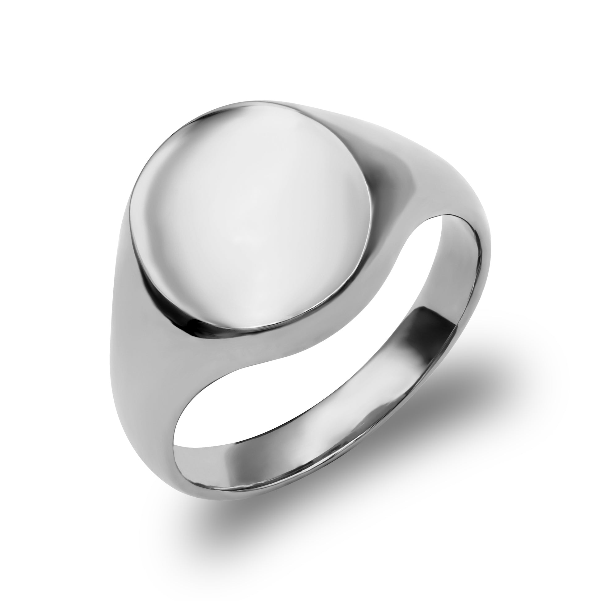 Sterling Silver  Polished Round Oval Signet Ring - ARN121