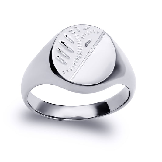 Sterling Silver  Engraved Round Oval Signet Ring - ARN122