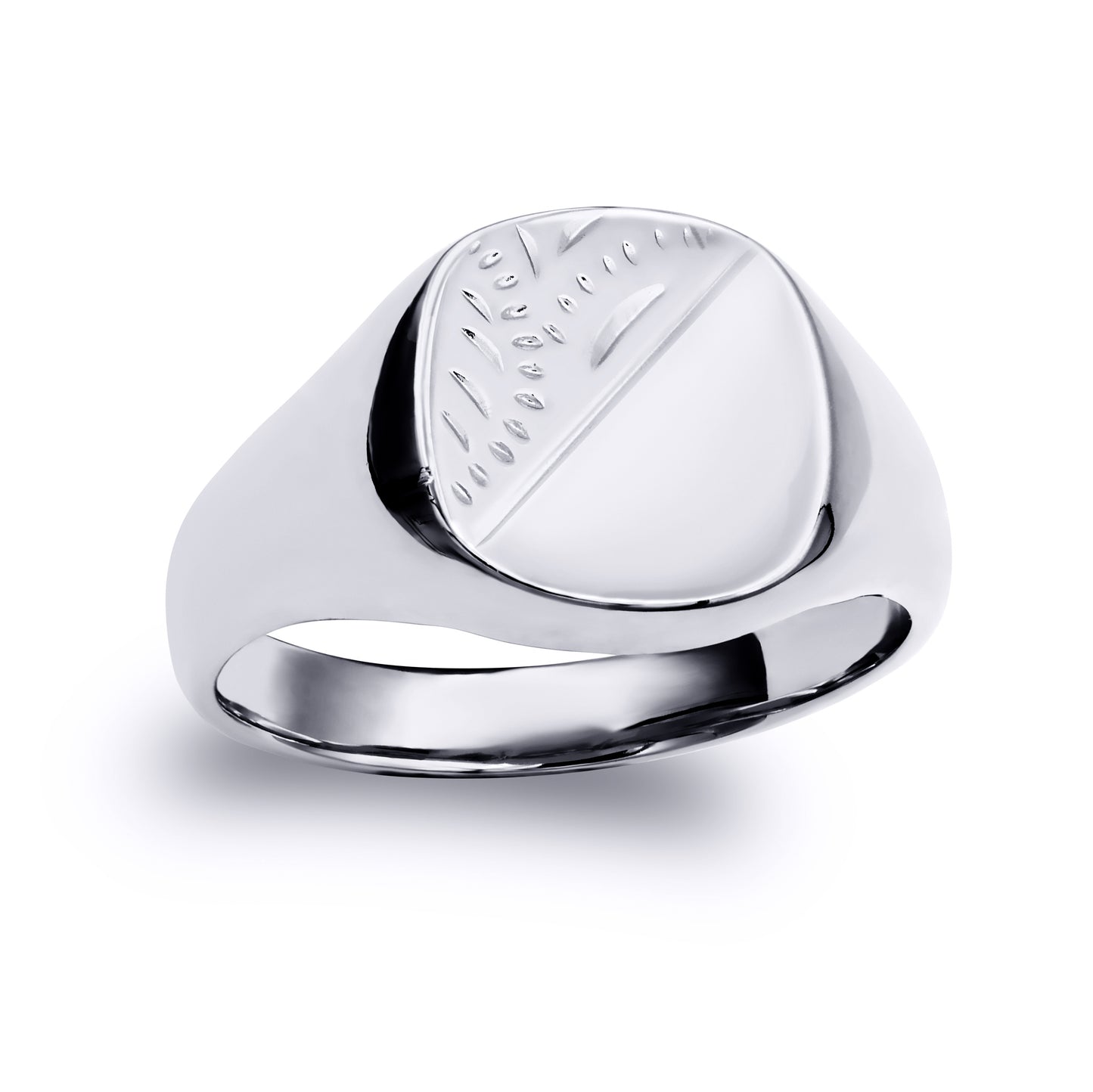 Sterling Silver  Engraved Square Cushion Signet Ring - ARN124