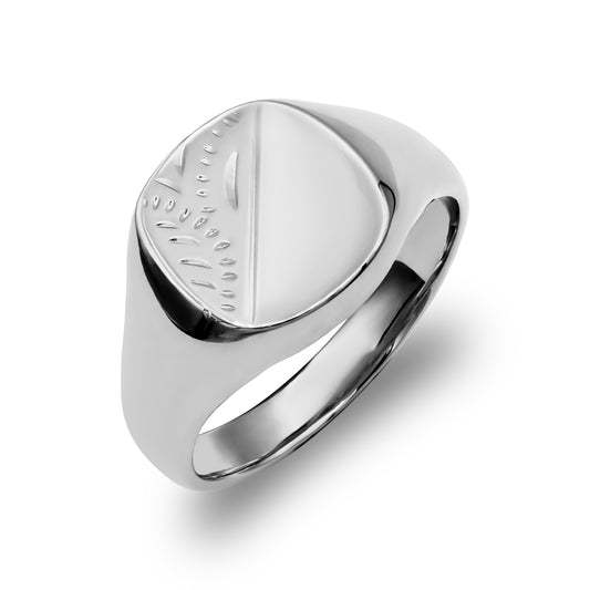 Sterling Silver  Engraved Square Cushion Signet Ring - ARN124