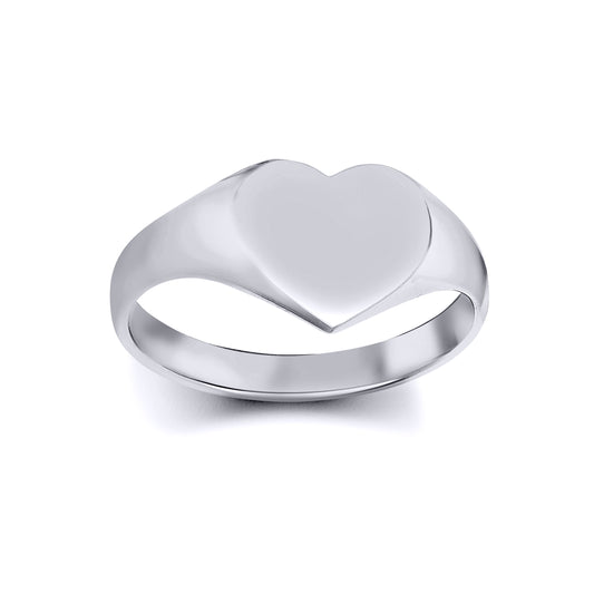 Sterling Silver  Polished Love Heart Signet Ring - ARN127