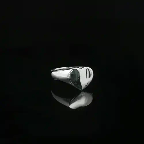 Sterling Silver  Polished Love Heart Signet Ring - ARN127