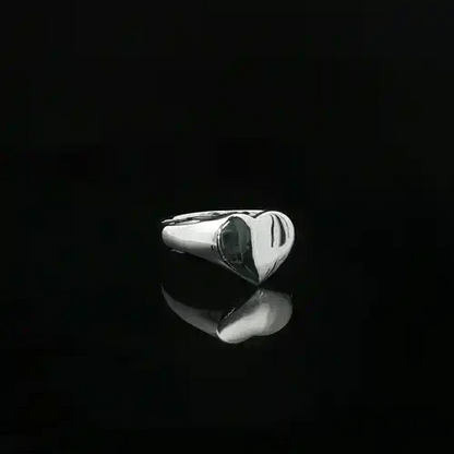 Sterling Silver  Polished Love Heart Signet Ring - ARN127