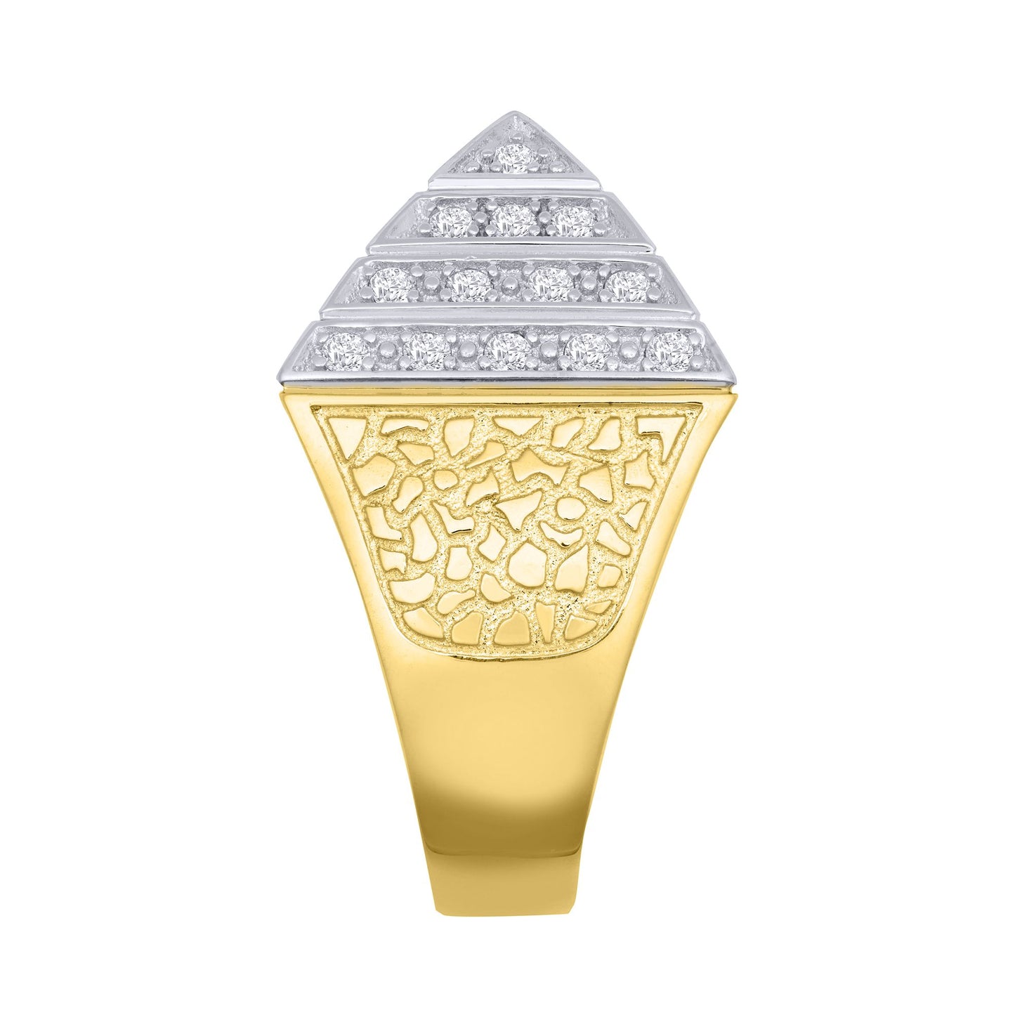 Mens Gold-Plated Silver  CZ Egyptian Pyramid 25mm Signet Ring - ARN131C-GP