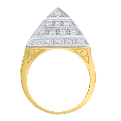 Mens Gold-Plated Silver  CZ Egyptian Pyramid 25mm Signet Ring - ARN131C-GP