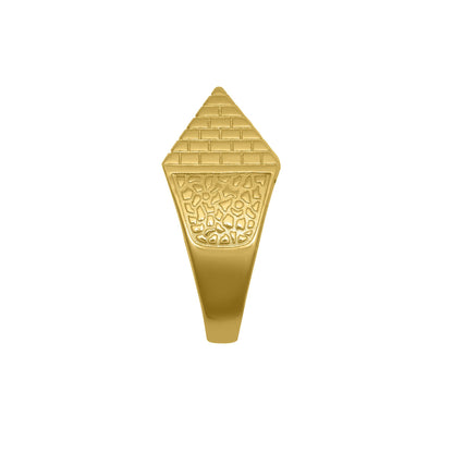 Mens Gold-Plated Silver  Egyptian Pyramid 15mm Signet Ring - ARN132A-GP