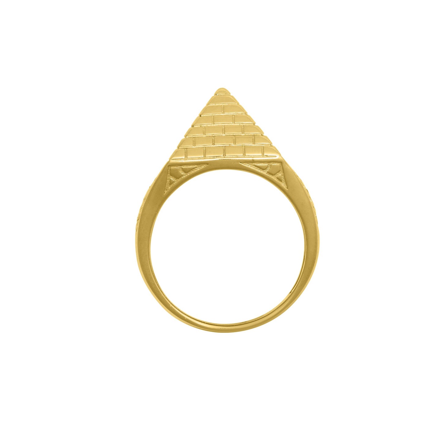 Mens Gold-Plated Silver  Egyptian Pyramid 15mm Signet Ring - ARN132A-GP
