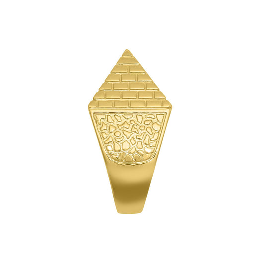 Mens Gold-Plated Silver  Egyptian Pyramid 20mm Signet Ring - ARN132B-GP