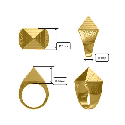 Mens Gold-Plated Silver  Egyptian Pyramid 20mm Signet Ring - ARN132B-GP