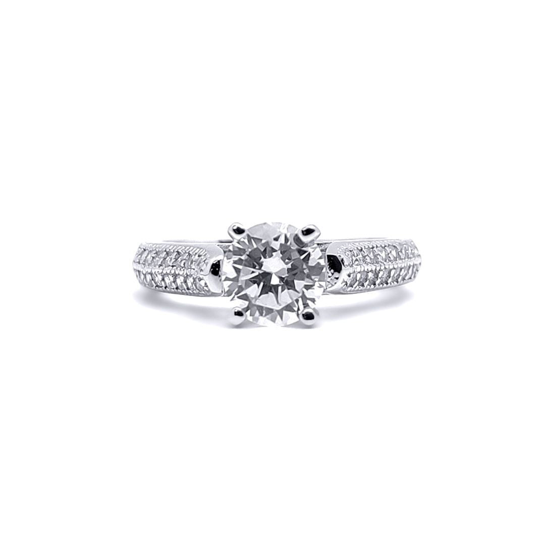 Sterling Silver  CZ Shoulder-set Solitaire Engagement Ring - ARN136