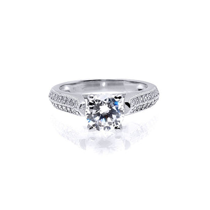 Sterling Silver  CZ Shoulder-set Solitaire Engagement Ring - ARN136