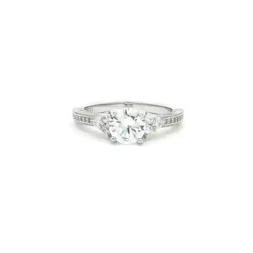 Sterling Silver  CZ Shoulder-set Solitaire Engagement Ring - ARN137