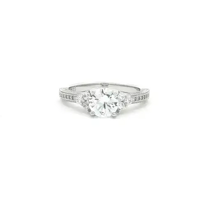 Sterling Silver  CZ Shoulder-set Solitaire Engagement Ring - ARN137