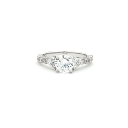Sterling Silver  CZ Shoulder-set Solitaire Engagement Ring - ARN137