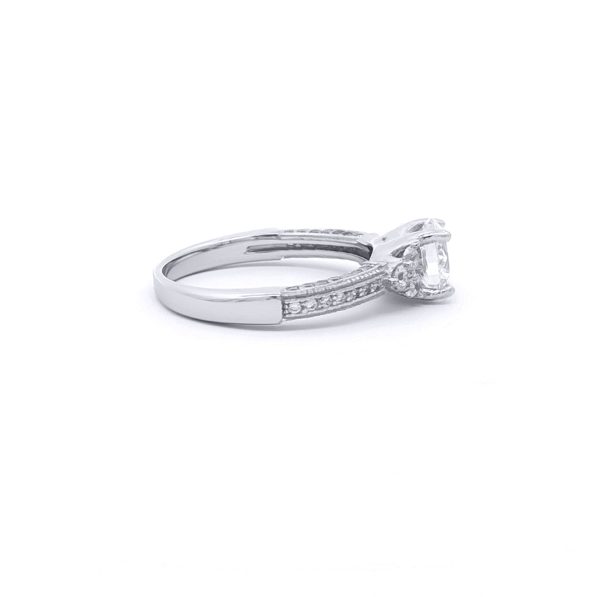Sterling Silver  CZ Shoulder-set Solitaire Engagement Ring - ARN137