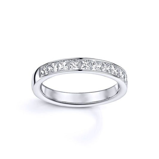 Silver  Princess-cut CZ Channel-Set Half Eternity Ring - ARN143