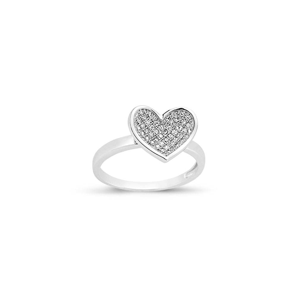 Sterling Silver  CZ Concaved Love Heart Bowl Dress Ring - ARN144