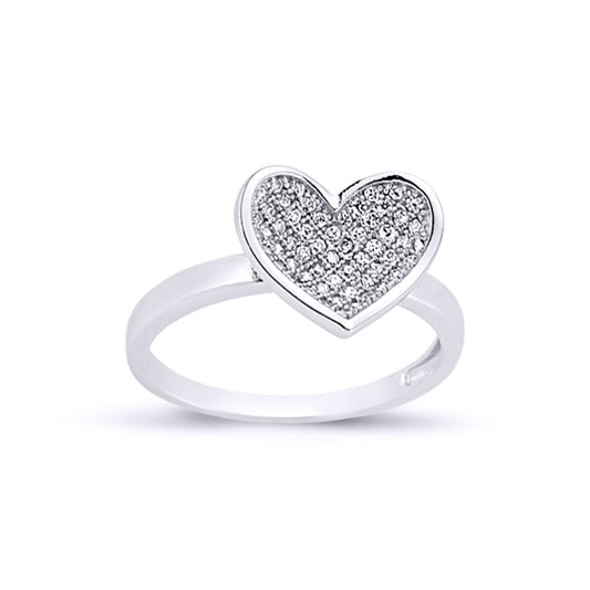 Sterling Silver  CZ Concaved Love Heart Bowl Dress Ring - ARN144