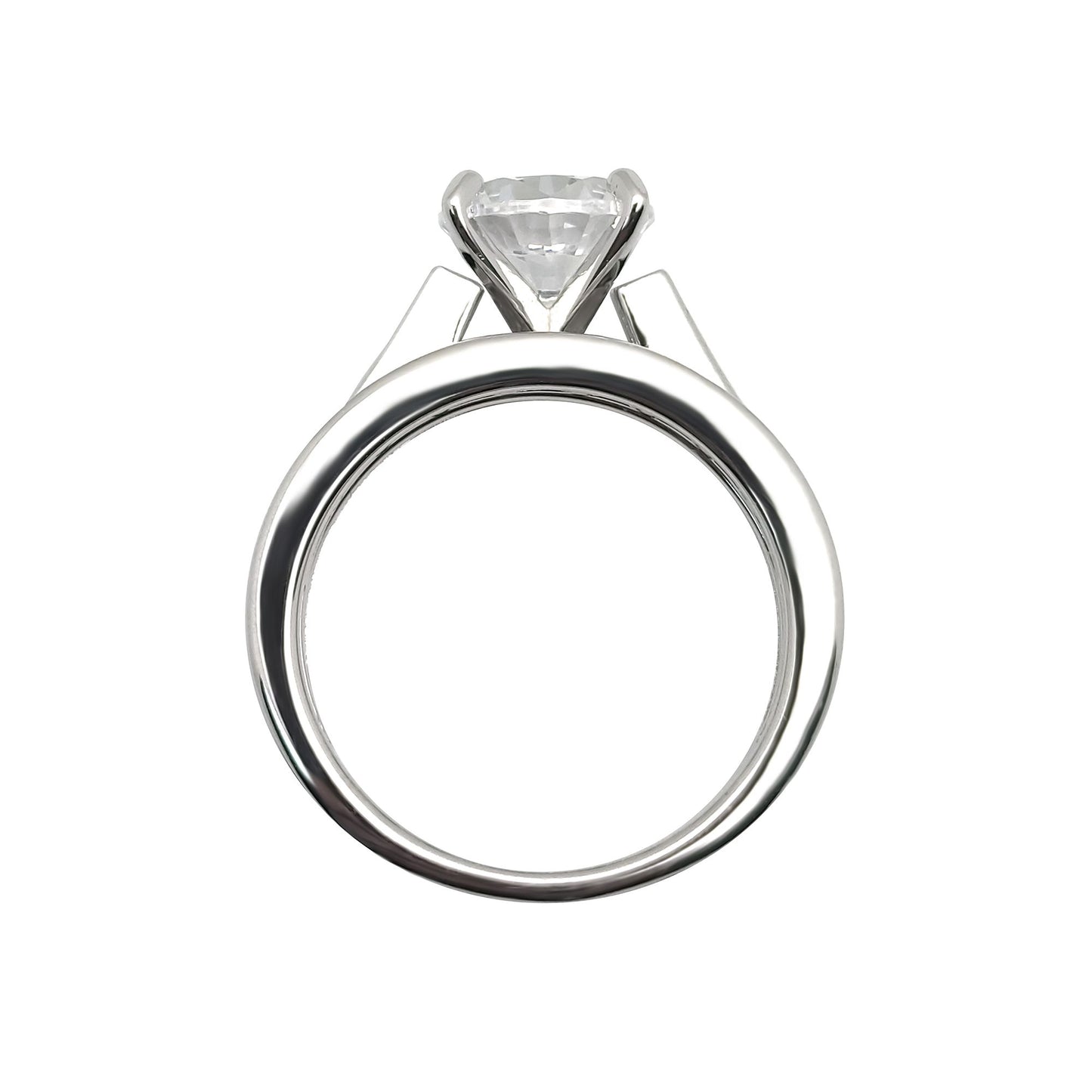 Silver  Baguette CZ Shoulder-set Solitaire Wedfit Bridal Rings Set - ARN149