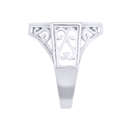 Silver  Octagon Scroll St George Ring (10th Ounce Coin Size) - ARN156-T