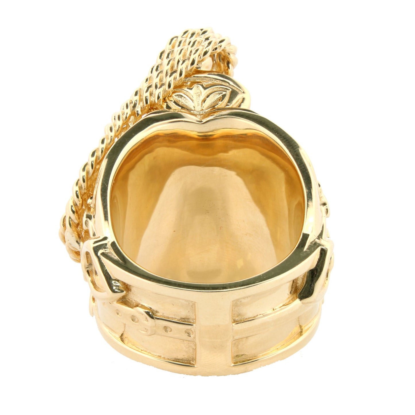 Gold-Plated Silver  Carved Horse Saddle Stirrups Rope Saddle Ring - ARN159-GP