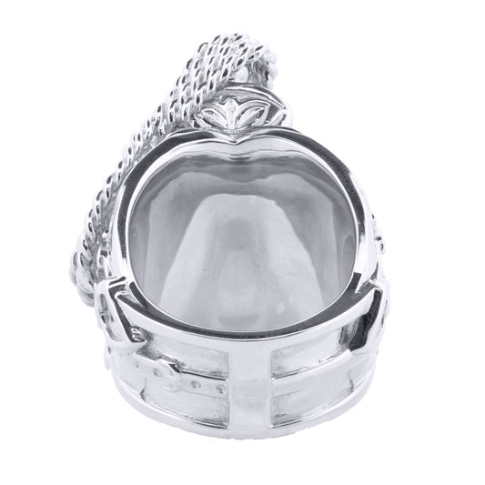 Silver  Carved Horse Saddle Stirrups Rope Saddle Ring - ARN159