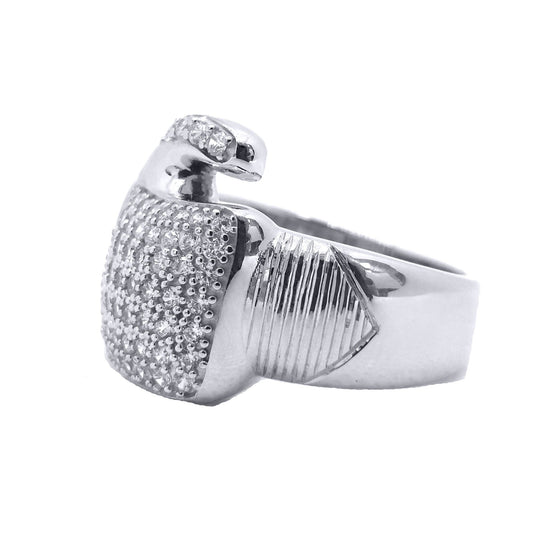 Silver  Round CZ Encrusted MMA Boxing Glove Ring - ARN166