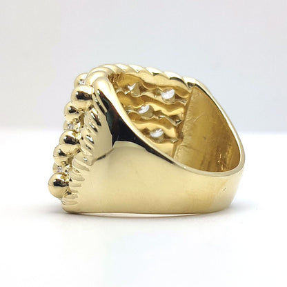 Gold-Plated Silver  Round CZ King George III Keeper Guard Ring - ARN167-GP
