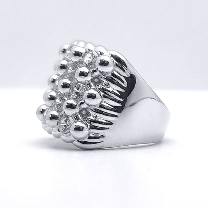 Silver  Round CZ King George III Keeper Guard Ring - ARN167