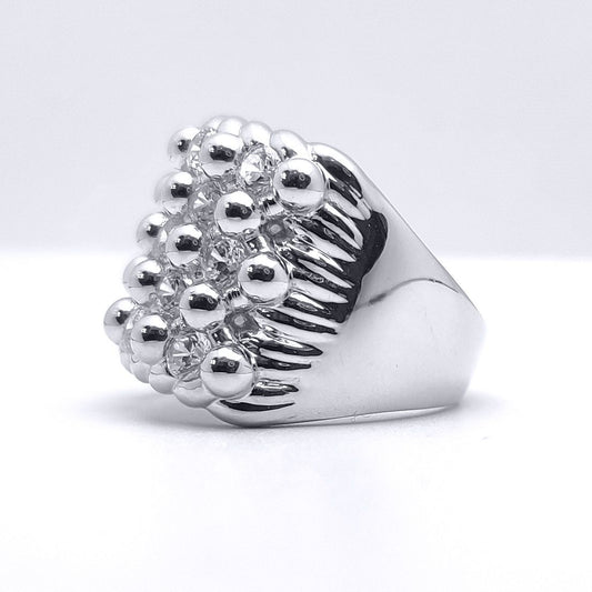 Silver  Round CZ King George III Keeper Guard Ring - ARN167