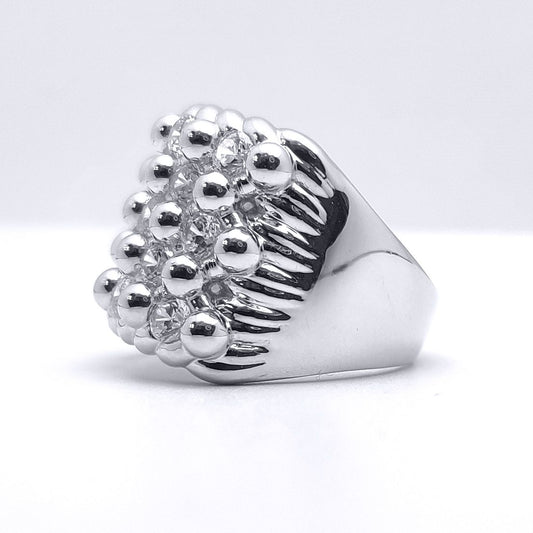 Silver  Round CZ King George III Keeper Guard Ring - ARN167