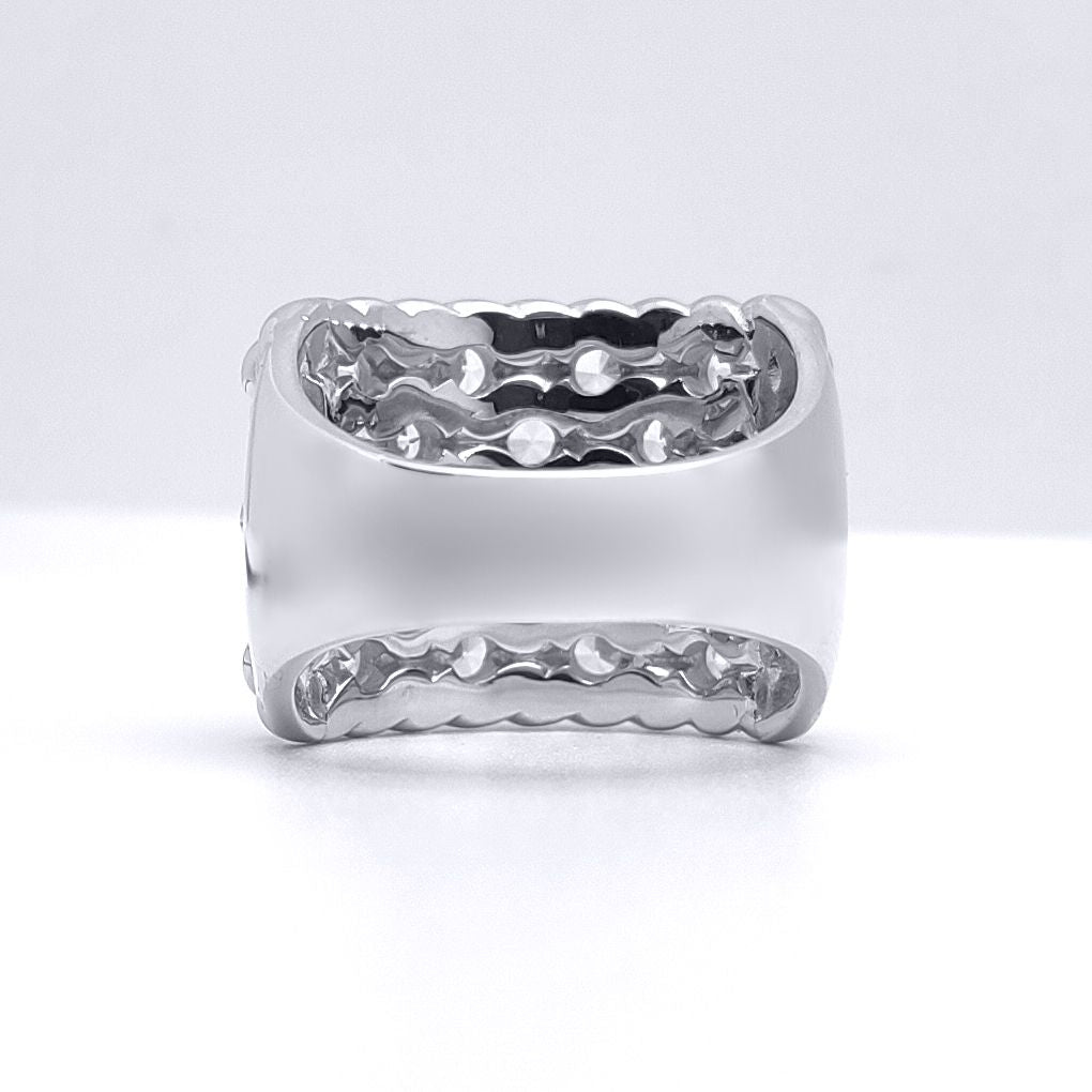 Silver  Round CZ King George III Keeper Guard Ring - ARN167